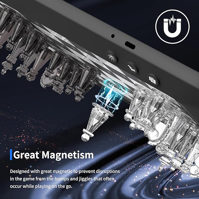 Electronic Chess Set, Chess Set Board Game, Computer Chess Game, Electronic Chess Game, LEDs,Built-in Battery, Great Partner for Play and Practice (Black)