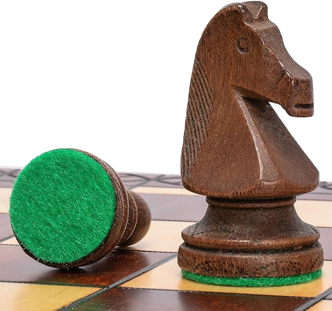 Husaria European International Wooden Chess Game Set, Ambassador - 21.7 Inches - Large-Size Chess Set with Handcrafted Chessmen and Felted Folding Board
