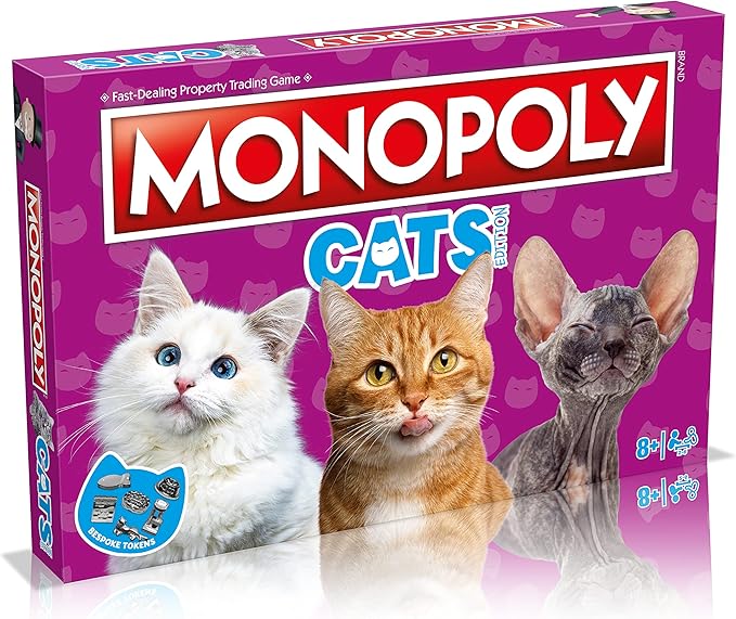 Cats Monopoly Board Game English Edition, Play with Your Favourite felines with Bespoke Tokens and Trade Your Way to Success, Fun Family Board Game for Ages 8 and up
