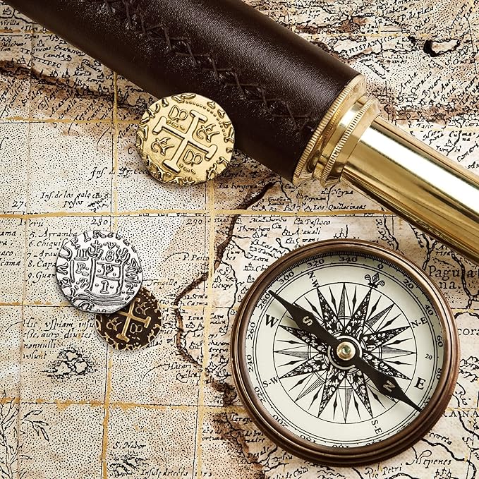 Large Pirate Coins - 36 Bronze, Silver & Gold Treasure Coin Set - Metal Replica Spanish Doubloons for Board Games, Tokens, Cosplay, Realistic Money Imitation, Pirate Treasure Chest - M, L, XL Sizes