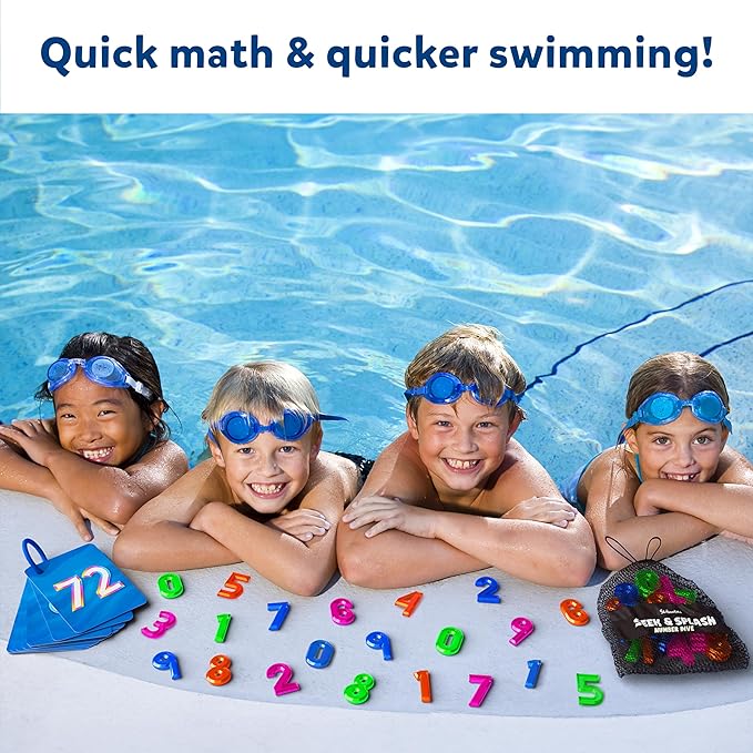 Skillmatics Pool Toys - Seek & Splash, Search & Find Water Game, Swimming Pool Number Dive Toy for Kids, Summer Fun & Gifts for Boys & Girls Ages 6, 7, 8, 9, 10, 11 & Up, Includes 50 Colorful Gems