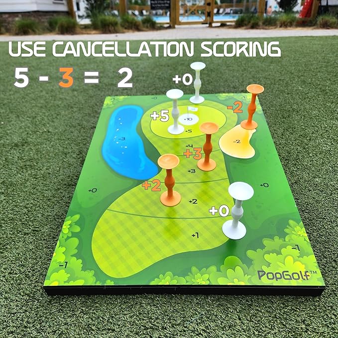 PopGolf Board Edition Set - Popdarts Backyard, Indoor and Outdoor Game - Great Cornhole Alternative - Includes 1 All-Weather Board, Exclusive PopGolf Darts, Travel Case, and Score Keeper