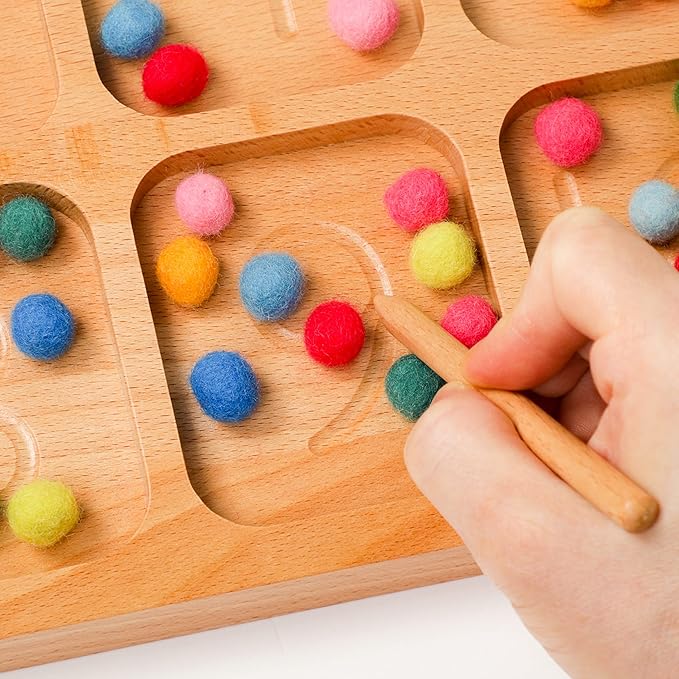 BLUE GINKGO Number Sorting Tray - Wooden Counting, Sorting and Number Tracing Toy - Montessori STEM Math Counting Toys for Preschool Math - Toddler Learning Toys for 3 Year Olds (15.7 x 7.8 Inches)