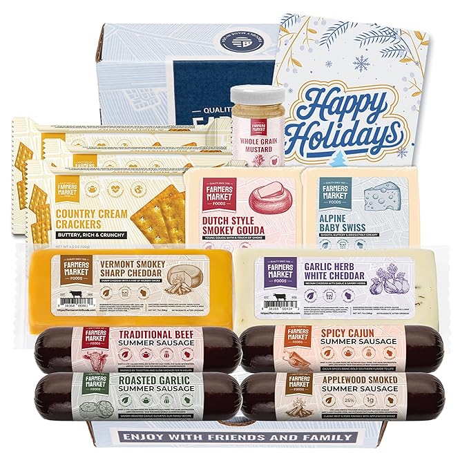 Holiday Charcuterie Gift Box, Wisconsin Cheese and Sausage, Farmers Market, Christmas and Thanksgiving Gift Basket, Curated Selection
