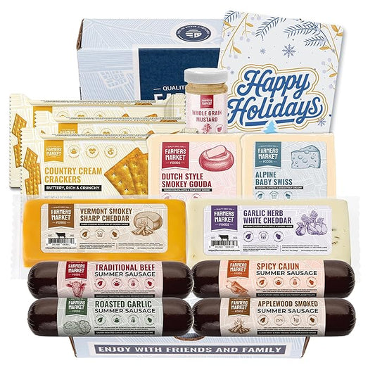 Holiday Charcuterie Gift Box, Wisconsin Cheese and Sausage, Farmers Market, Christmas and Thanksgiving Gift Basket, Curated Selection