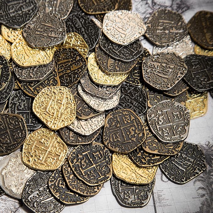 Beverly Oaks 500 Pirate Coins - Metal Gold and Silver Doubloon Replicas