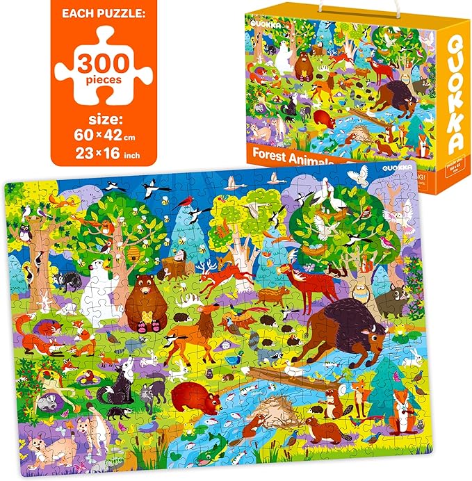 QUOKKA 300 Pieces Puzzles for Kids Ages 8-10 - 3X Set Floor Jigsaw Puzzles - Toy for Learning Ocean & Vimel & Bugs for 10-12 Year Old – Jigsaw Educational Game Gift for Boys and Girls