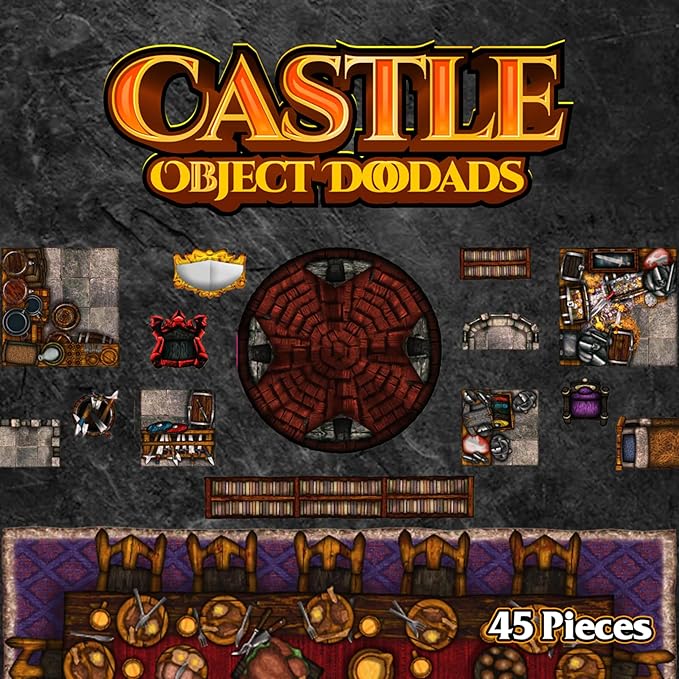 Castle - 40pc Double-Sided Castle & Terrain Pieces for Starters & Masters Alike - Roleplaying Objects for Dungeons & Dragons - Immersive Map Accessories for DND 5E, Pathfinder & Warhammer RPGs