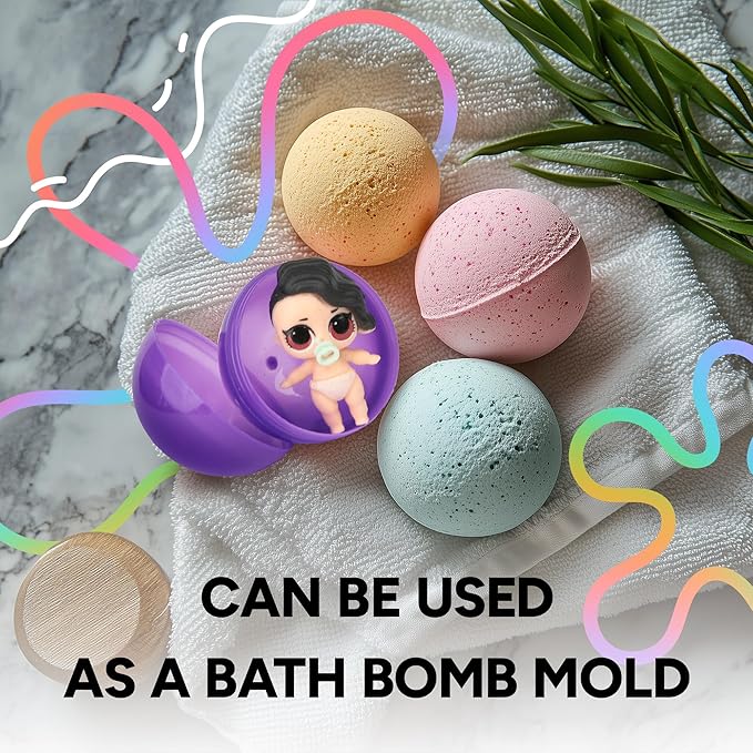 Entervending Empty Colored Round Capsules 2 inch 50 pcs Bulk 7 Colors Capsule for Gumball Machines Plastic Containers 50 mm