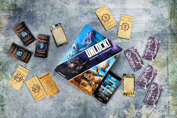 UNLOCK! Mystery Adventures Card Game - Escape Room-Inspired Cooperative Adventure, Fun Family Game for Kids and Adults, Ages 10+, 1-6 Players, 1 Hour Playtime, Made by Space Cowboys