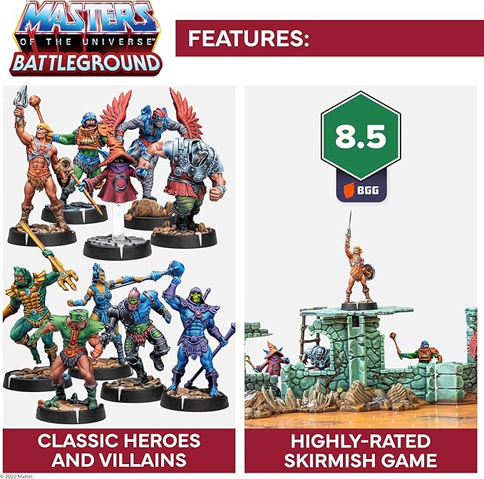 Masters of The Universe Battleground Starter Set - 2-Player Tabletop RPG Board Game - Includes 10 Miniatures of Real Motu Characters Like He-Man and Skeletor - Ages 14 Years + - from Archon Studio