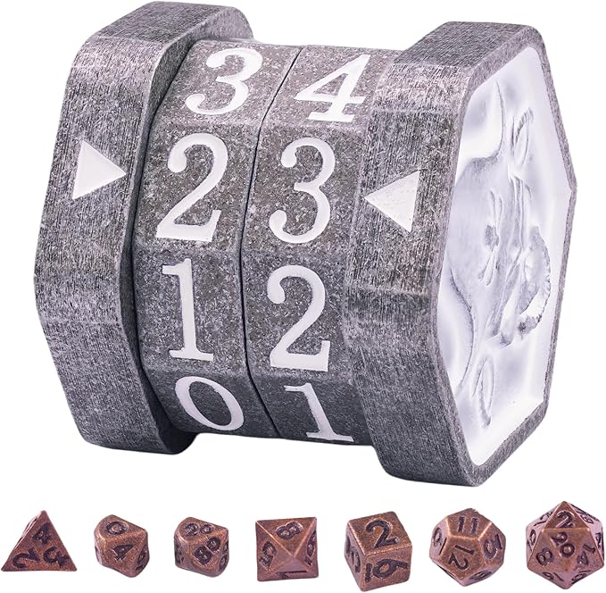 MTG Life Counter Wheel Metal Life Counter MTG Tracker, Mini Dice Set, Gift Box Packaging for Cards, MTGs Compatible Board Games, DND Game Accessories (Nickel_White)