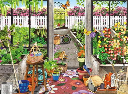 Buffalo Games - Sapphire Select - Tracy Flickenger - Garden Shed Greenhouse - 1000 Piece Jigsaw Puzzle – Challenging & Fun – Blue Core Puzzle Board – Giftable Display Box - Full Size Poster Included