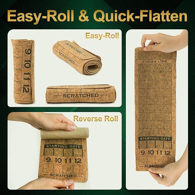 Portable Horse Race Board Game, Travel Dice Game with Cork Board, 12 Horses, Poker, Canvas Bag, Fair Horse Racing Game, Easy Carry, Parties, Family Nights, Travel, Outdoors, Edyfico GSM101