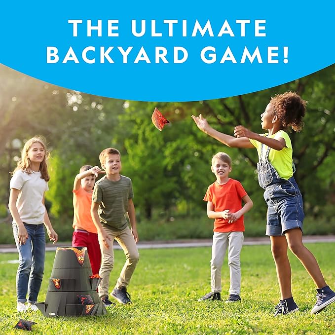 NATIONAL GEOGRAPHIC Volcano Bean Bag Toss Backyard Game Set - 5 Games, Bean Bags for Tossing, Yard Games for Kids, Outdoor Games, Patio Games (Amazon Exclusive)