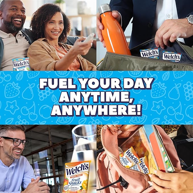 Welch's Fruit Snacks, Mixed Fruit & Mango Peach Snack Box, Gluten Free, 0.8oz Snack Packs (Pack of 60)