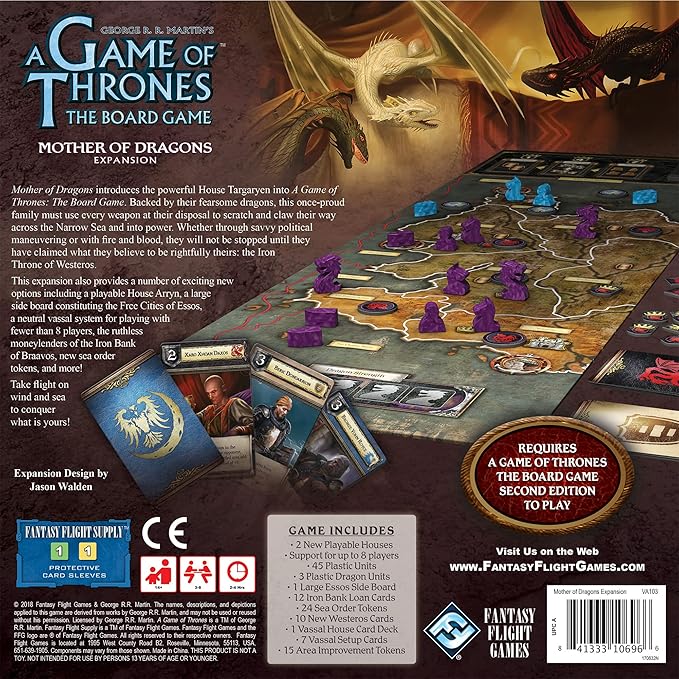 A Game of Thrones The Board Game Mother of Dragons Expansion Strategy Game for Kids & Adults, Ages 14+, 3-8 Players, 2-4 Hour Playtime, Made by Fantasy Flight Games