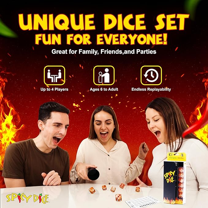 Orange: The Ultimate Family Dice Game – Pearlized Colored Dice with Cheat Sheet and Silkscreened Pouch for Strategic Fun and Unforgettable Game Night Excitement!