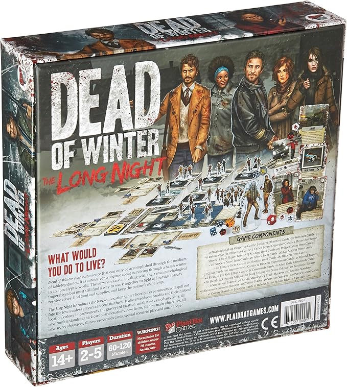 Plaid Hat Games Dead of Winter The Long Night Board Game Expansion - Post-Apocalyptic Survival Game, Strategy Game for Kids & Adults, Ages 13+, 2-5 Players, 1-2 Hour Playtime, Made
