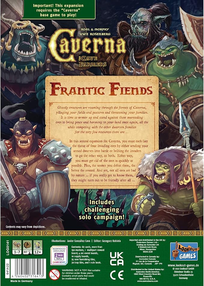 Caverna The Cave Farmers Frantic Fiends Board Game Expansion | Cooperative Farming Strategy Game for Adults and Kids | Ages 12+ | 1-7 Players | Avg. Playtime 30-210 Minutes | Lookout Games