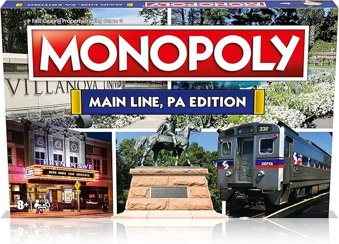 Monopoly Board Game - The Main Line Edition: 2-6 Players Family Board Games for Kids and Adults, Board Games for Kids 8 and up, for Kids and Adults, Ideal for Game Night