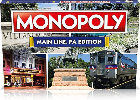 Monopoly Board Game - The Main Line Edition: 2-6 Players Family Board Games for Kids and Adults, Board Games for Kids 8 and up, for Kids and Adults, Ideal for Game Night