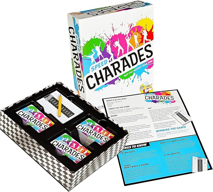 Speed Charades Party Game - Charades Board Game - Includes 1400 Charades - Perfect for Groups and Family Game Nights