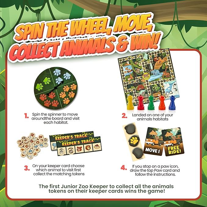 – Award Winning Zoo-Themed Adventure & Strategy Board Game for Kids & Family Game Night, Zoo Gift for Pre-Readers & Kids 5+, Fun Family Board Games for 2-5 Players