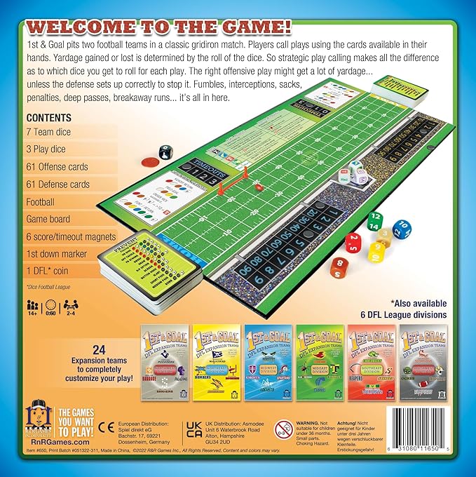 R&R Games 1st & Goal, Football Board Game for Adults and Kids, Ideal for Family Night
