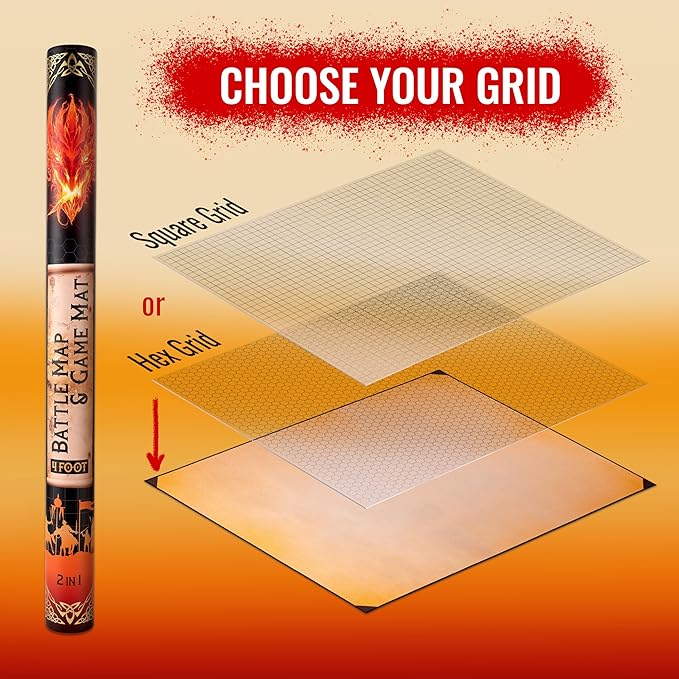 da Vinci's Room 2-in-1 DND Battle Map and 4 Foot Rubber Game Mat 48x36 inches with Dry Erase Square or Hex Grid - DND Battle Mat, D&D Map for D&D, Board Games, TTRPGs and Other Tabletop Games