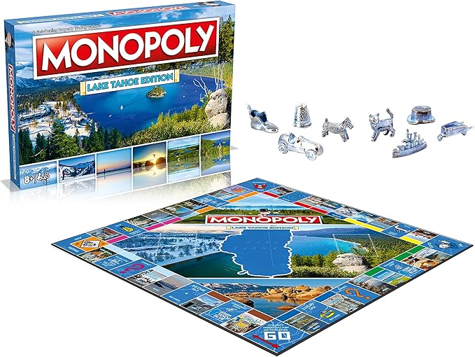 Monopoly Board Game - Lake Tahoe Edition: 2-6 Players Family Board Games for Kids and Adults, Board Games for Kids 8 and up, for Kids and Adults, Ideal for Game Night
