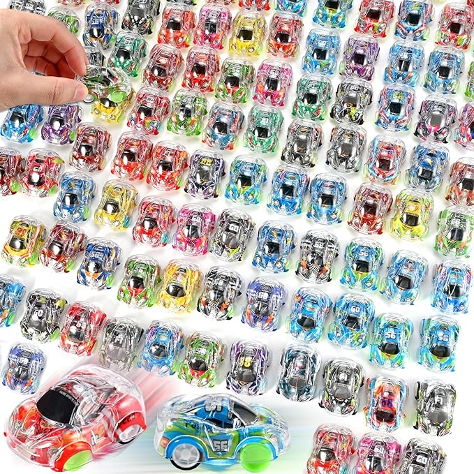 GOLDGE 100 Mini Pull Back Cars - Party Favors for Kids, Small Race Cars for Toddlers, for Treasure Boxes, Classroom Prizes, Pinatas, and Goodie Bags, Fun Stuffers for Kids (100 Mini Pull Back Cars)