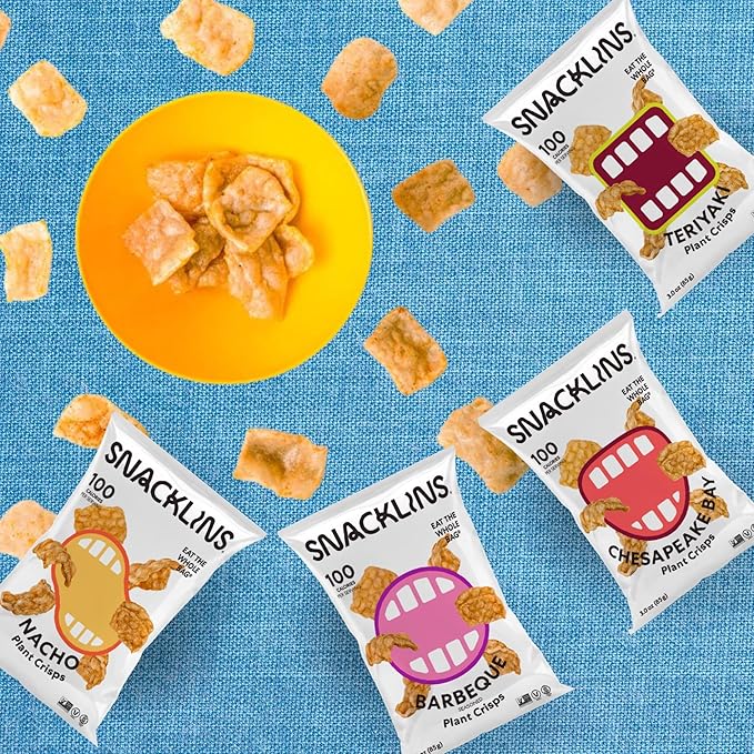 SNACKLINS Plant Based Crisps - Teriyaki - Vegan Healthy Snacks - Gluten Free, Grain Free, Plant Based Crisps, 100% Kosher For Passover, Low Calorie - No Added Sugar, Crunchy, Puffed Snack - 3oz Bag (Case Of 3)