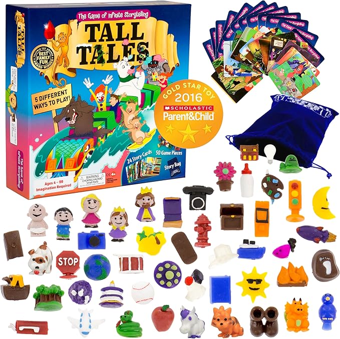 SCS Direct, Tall Tales Story Telling Board Game - The Educational Family Game of Infinite Storytelling -Award-Winning Educational Game, 5 Ways to Play - Promotes Creativity & Language Skill, Gift