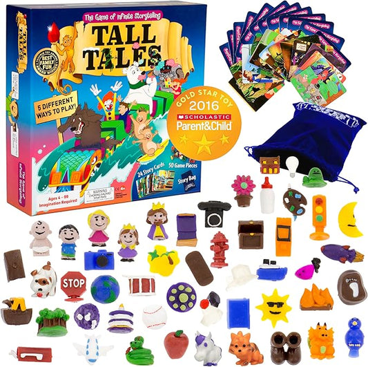 SCS Direct, Tall Tales Story Telling Board Game - The Educational Family Game of Infinite Storytelling -Award-Winning Educational Game, 5 Ways to Play - Promotes Creativity & Language Skill, Gift