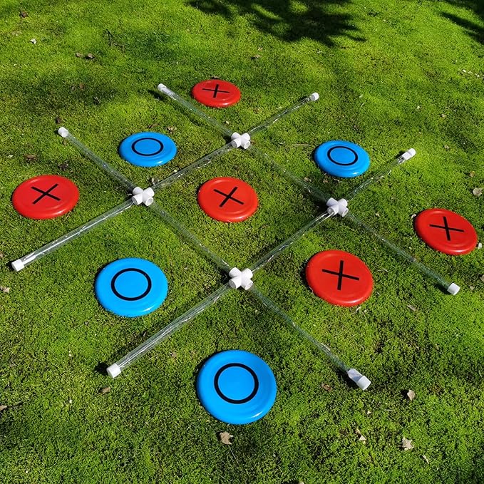 Outdoor Games Giant Tic Tac Toe Games, Yard Lawn Toss Games with Light, Glow in Dark Backyard Games for Family Adults and Kids (3ft x 3ft)