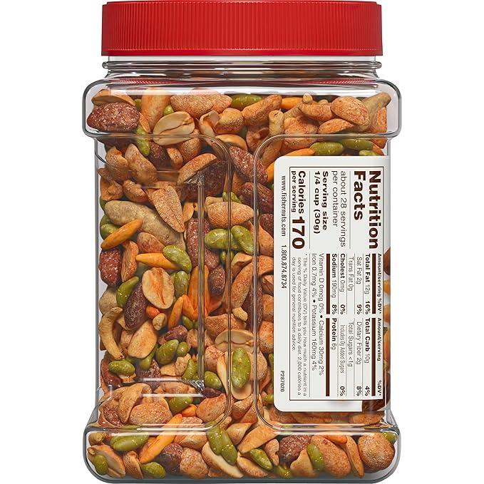 Fisher Snack Tex Mex Trail Mix, 30 Ounces, Hot and Spicy Peanuts, Almonds, Salsa Corn Sticks, Sesame Sticks, Chili Bits, Pepitas (Pack of 2)