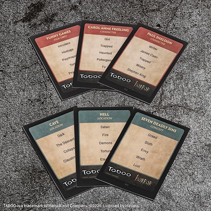 Taboo: Horror Edition Party Board Game, Horror Genre Themed Trivia Word Game with Screaming Buzzer, Game for 2 Players or More, Fans of Horror Themed Films & Culture, Ages 13 and Up