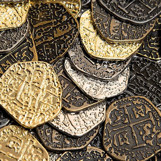 Beverly Oaks 500 Pirate Coins - Metal Gold and Silver Doubloon Replicas