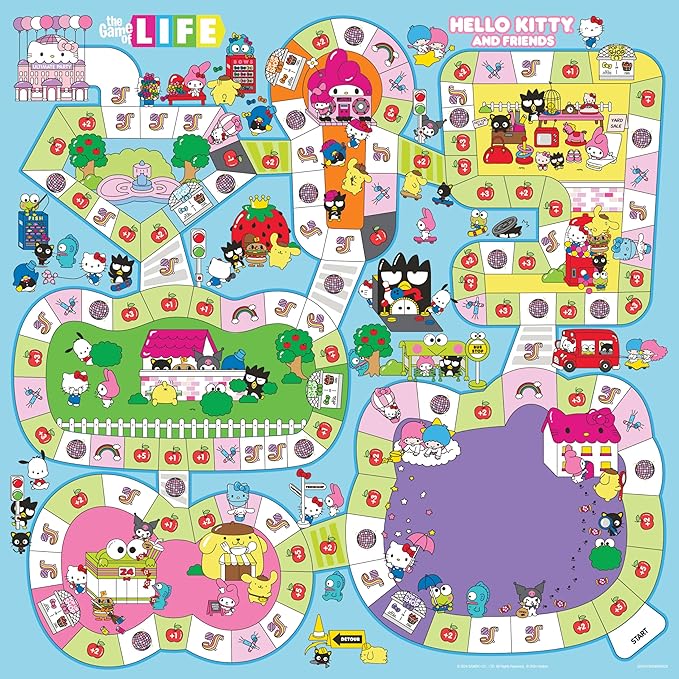 The Game of Life: Hello Kitty and Friends Board Game, Collect Apples and Buy Bows on The Way to The Ultimate Party, Play as Hello Kitty, Kuromi, & More, Officially Licensed Collectible & Merchandise
