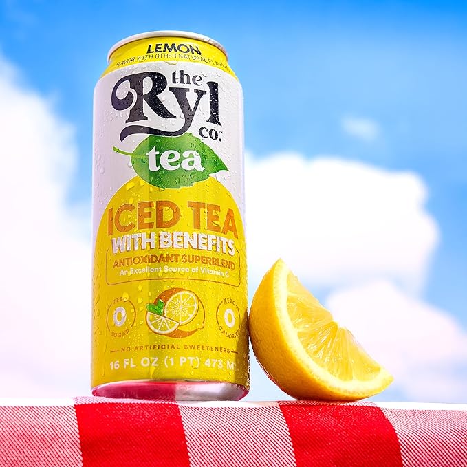 Ryl Iced Tea, Lemon, Antioxidant Superblend, Zero Sugar, Low Carb, Zero Calorie Iced Tea, 16.0 Fl Oz (12-Pack)