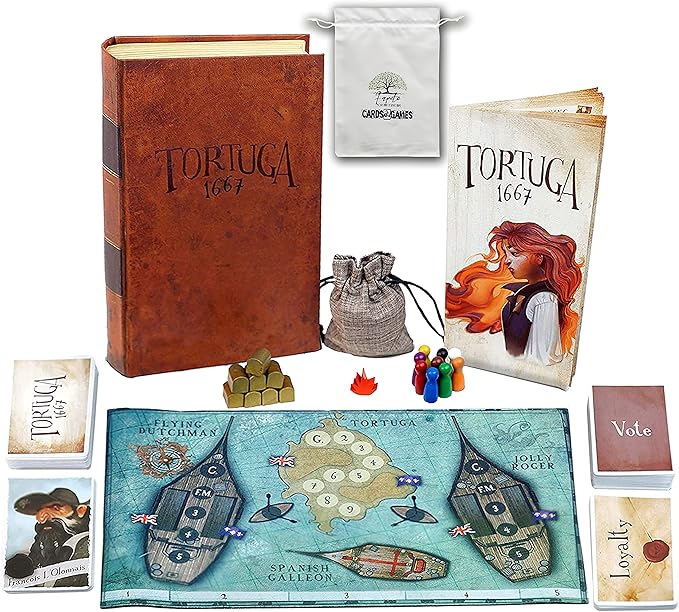 Drawstring Bag Bundle with Bristol 1350, Tortuga 1667, Salem 1692, and Deadwood 1876 Board Games