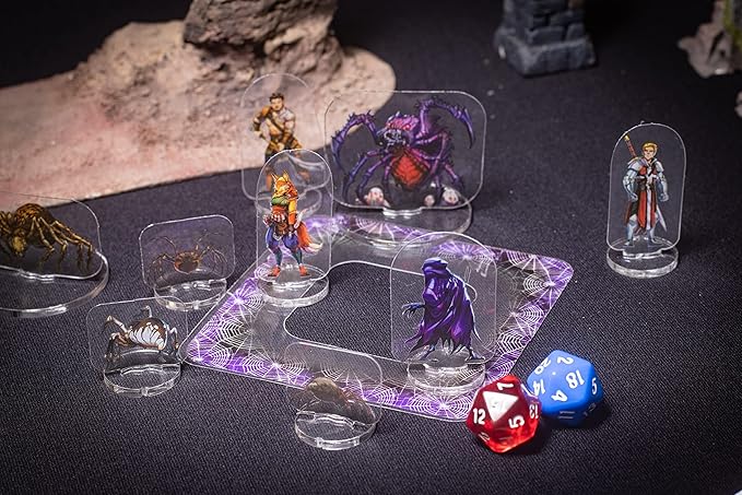 Arcknight Dungeons & Dragons Spell Effects AOE Templates - DND Accessories 24pc Complete Area of Effect Marker Set for D&D 5E - Clear Overlay Measurement Tools All Shapes, Conditions & Buffs