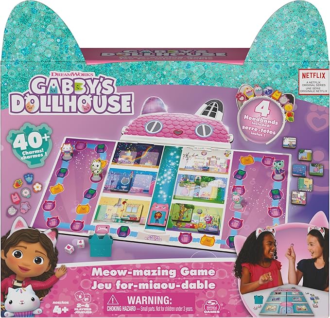 Spin Master Games, Gabby’s Dollhouse, Meow-Mazing Board Game, Board Game for Kids, Family Games, Preschool Game for Families & Kids Ages 4+