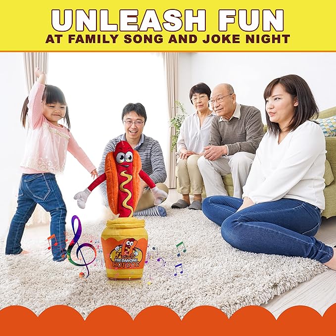 Gagster Dancing Hot Dog - Sings, Yodels, Tells Jokes - Funny Talking Decor Toy for Kids & Adults