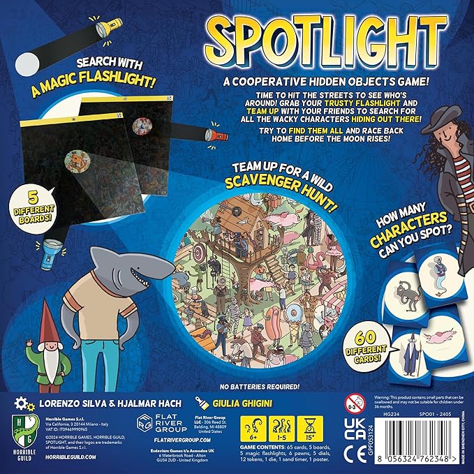 Spotlight - Family Board Game, Find Hidden Pictures with Your Magic Flashlight, Co-Op & Competitive, Ages 6+, 1-5 Players, 15 Min