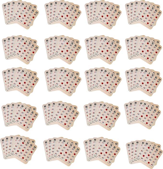 Regal Bingo Bulk Bingo Cards with Sliding Windows - Reusable Large Print Bingo Game Cards for Adults Large Group - 100 Pack, Woodgrain