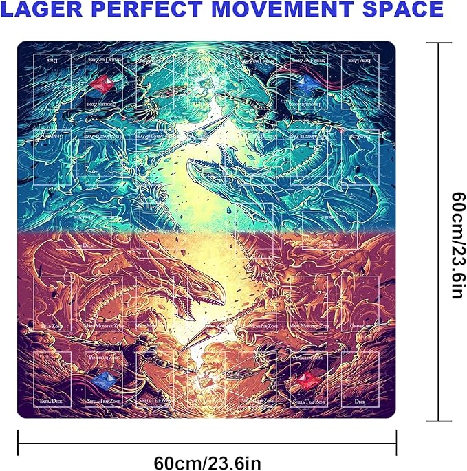 Card Rubber Mat - 2 Player, Square playmat for Gamer 60x60cm/23.6x23.6inch