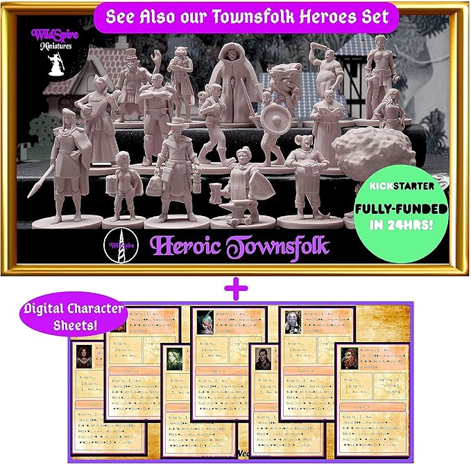 Hero, Player-Character, NPC DND Miniatures, 28mm32mm Unpainted D&D Minis Dungeons & Dragons Figures D D Bulk Pathfinder Fantasy Tabletop Fantasy Minis Set