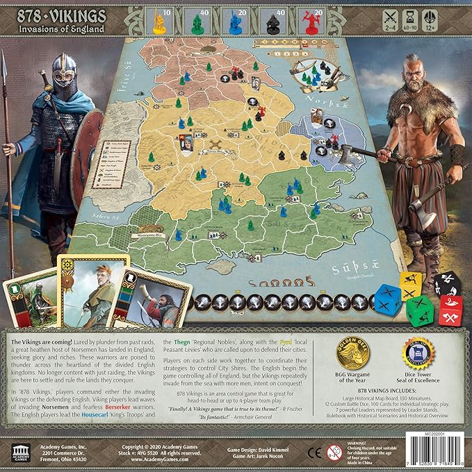 Academy Games | 878 Vikings Invasion of England 2nd Edition | Board Game | 2 to 4 Players